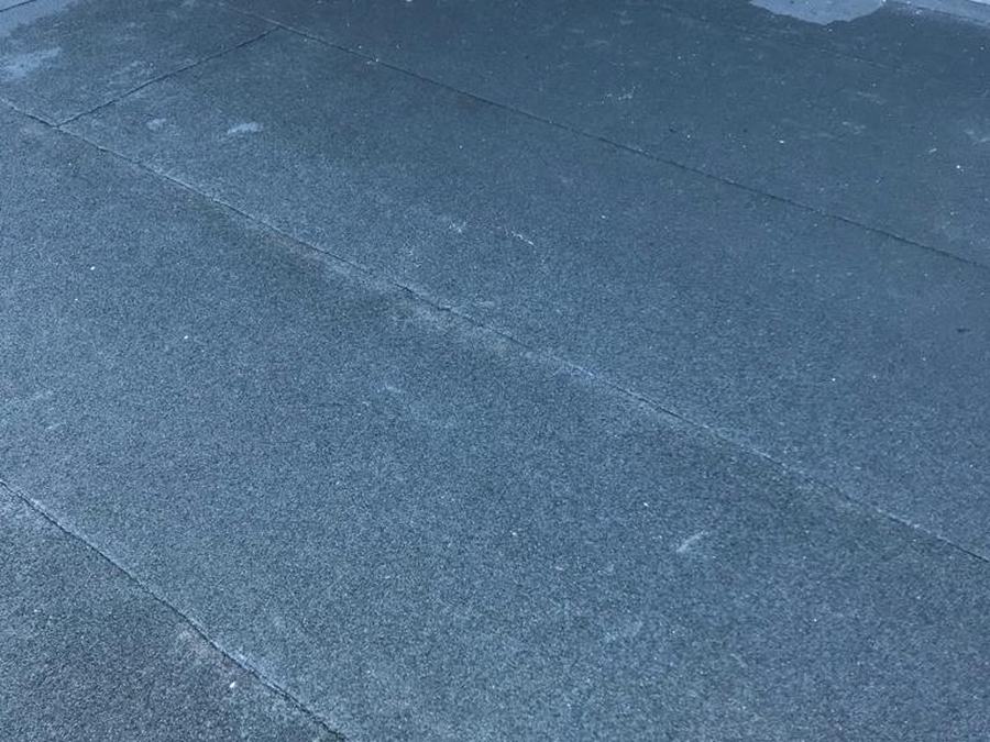 Fibreglass flat roof finished in blue